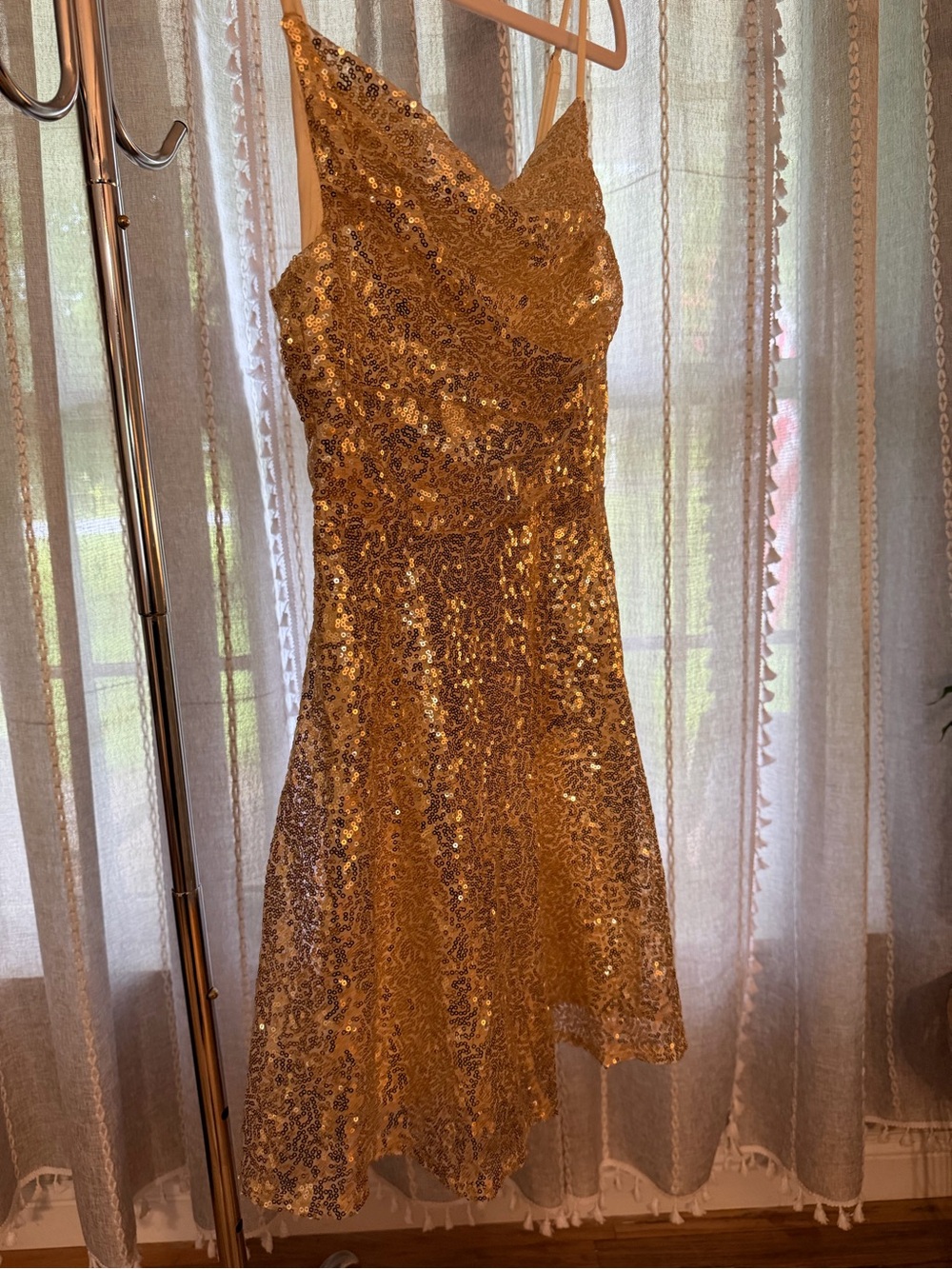Cider Gold Sequin Strapless Slip Dress